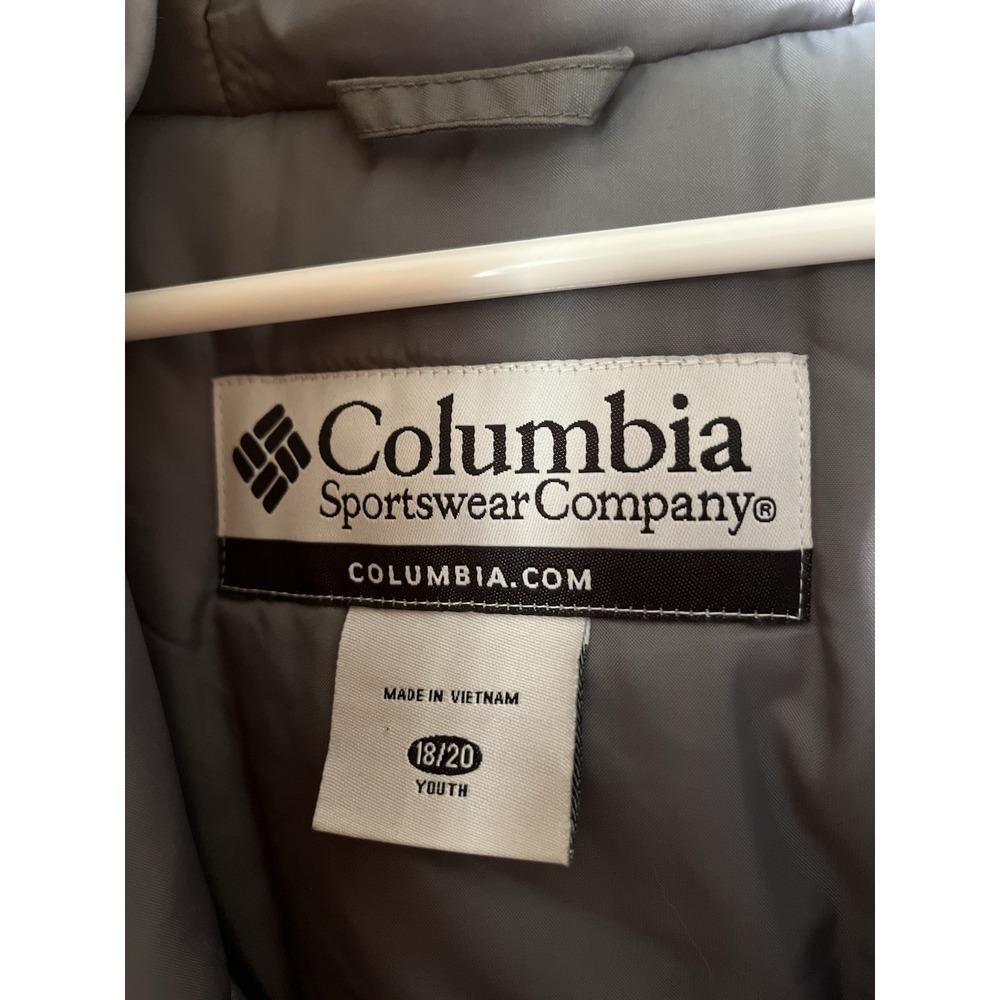 Columbia‎ Youth 18/20 Hooded Rain Jacket Navy Gray Yellow Waterproof Coat - Picture 6 of 6
